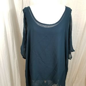 SWAG teal sheer top sz 3X NWT